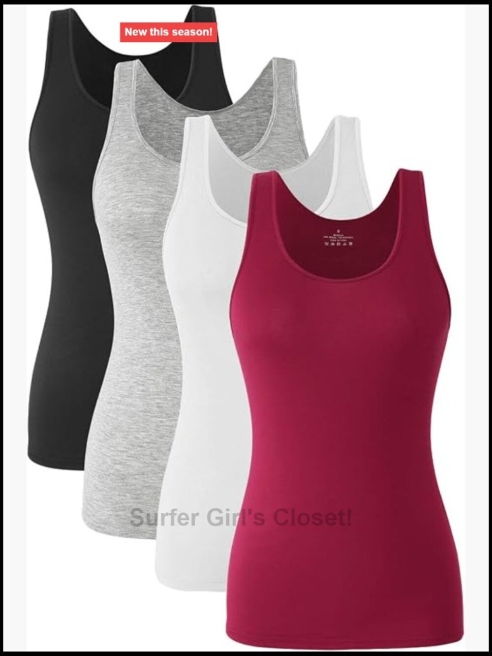 Women's Basic Tank Tops 4-Pack Modal Spandex Camis Sleeveless Undershirts